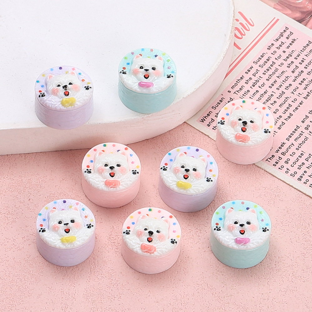 Phone Accessories Beads - 10pcs Creative multi-color puppy cake resin