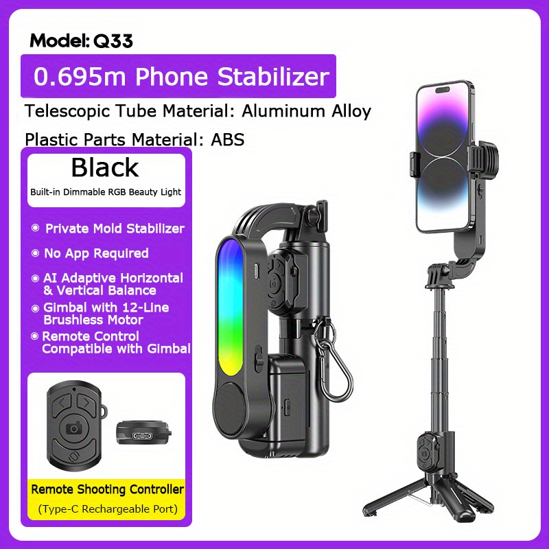 Q33 Smart Stabilizer Phone Sel - Selfie Stick Tripod recension och pris