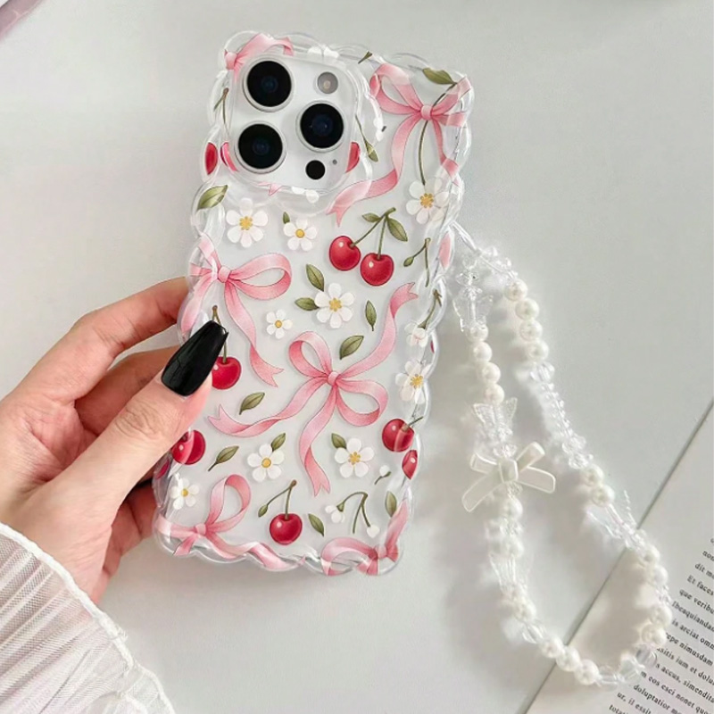 Cherry Bow Floral Scallop Lace - Phone Accessories Beads recension och pris