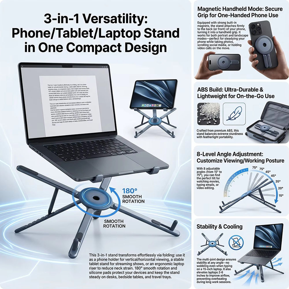 Portable Magnetic Phone Holder - Selfie Stick Tripod recension och pris